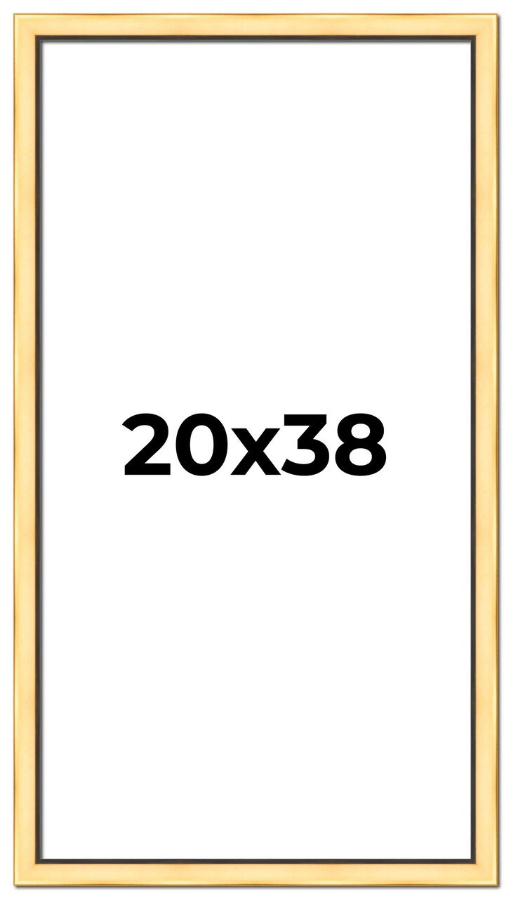 20x38 Simple Gold Picture Frame - UV Acrylic, Foam Board Backing, Hanging Hardware
